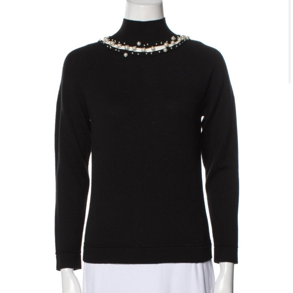 Oscar De La Renta Pearl Turtle Neck Sweater